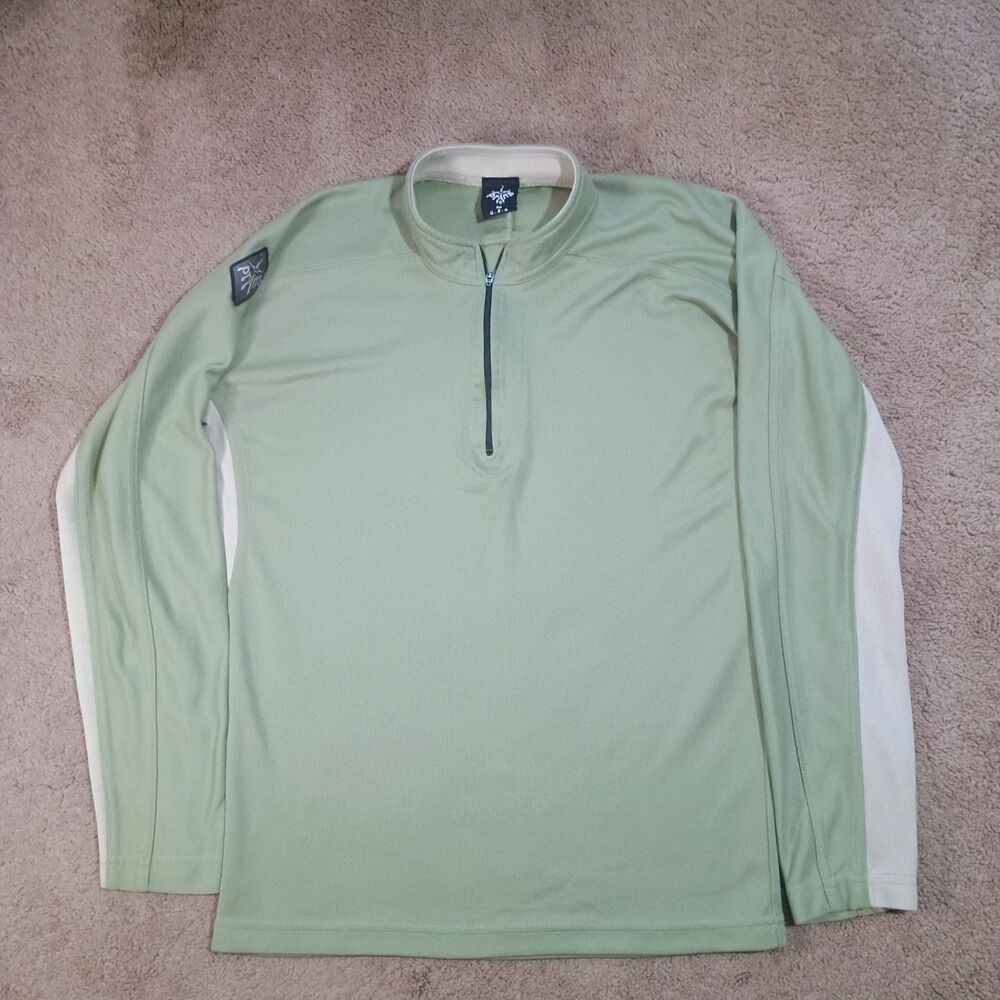 Prana Quarter Zip Pullover Mens Medium Sage Green Cream Gorpcore Activewear